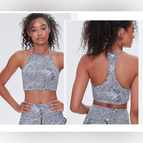Forever 21 purple jacquard print active sports bra crop top athletic racerback - Picture 3 of 8
